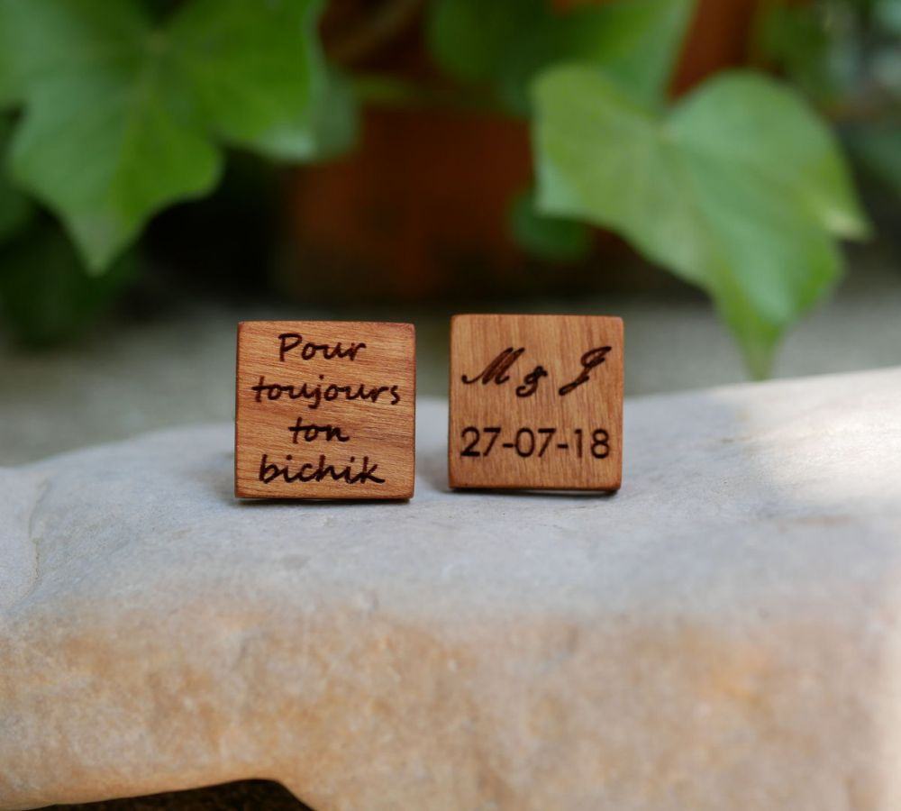 Gemelli quadrati in legno da personalizzare