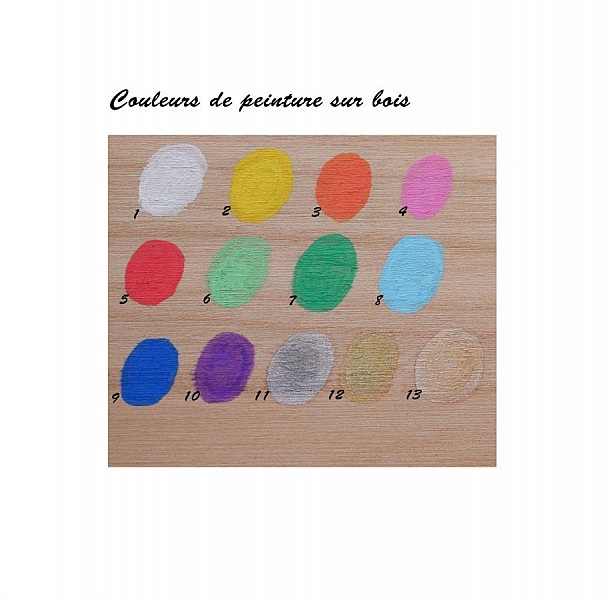 Nuancier de couleurs pour boutons de manchette en bois.