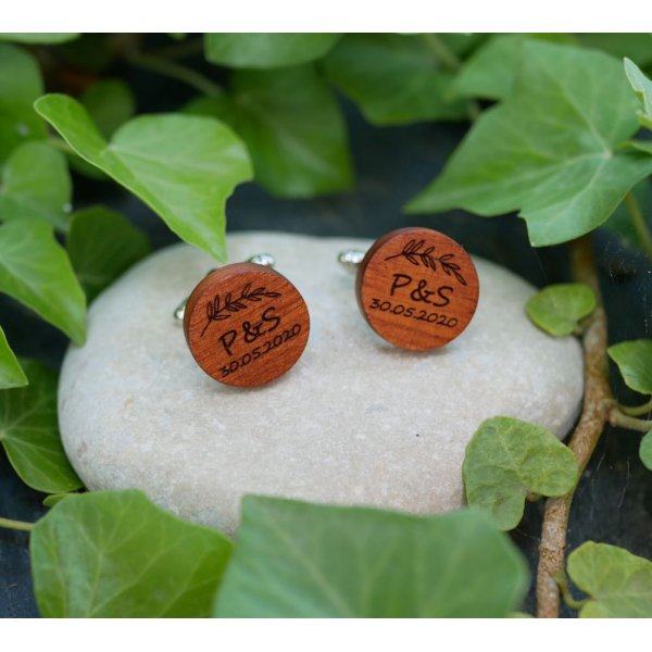 Gemelli in legno Cherry round da incidere 18 mm