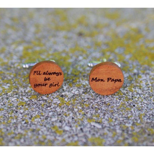 Gemelli in legno Cherry round da incidere 18 mm