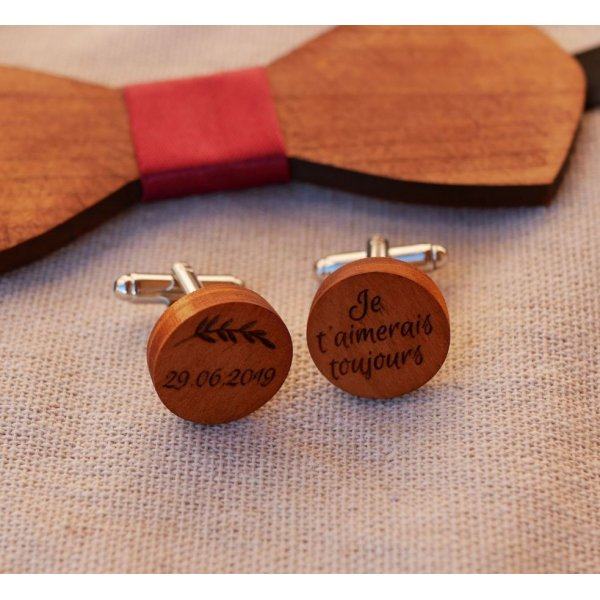 Gemelli in legno Cherry round da incidere 18 mm