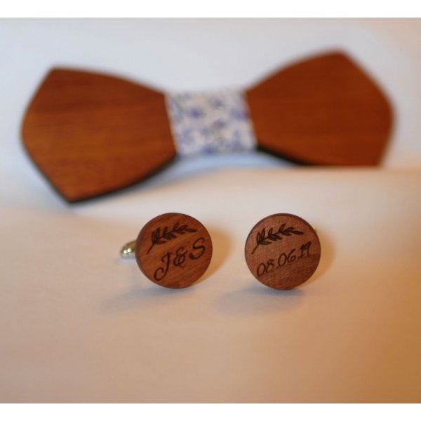 Gemelli in legno Cherry round da incidere 18 mm