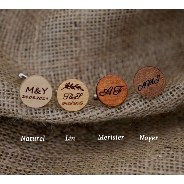 Gemelli rotondi in legno da personalizzare 18 mm