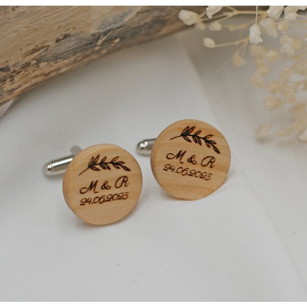 Gemelli rotondi in legno da personalizzare 18 mm