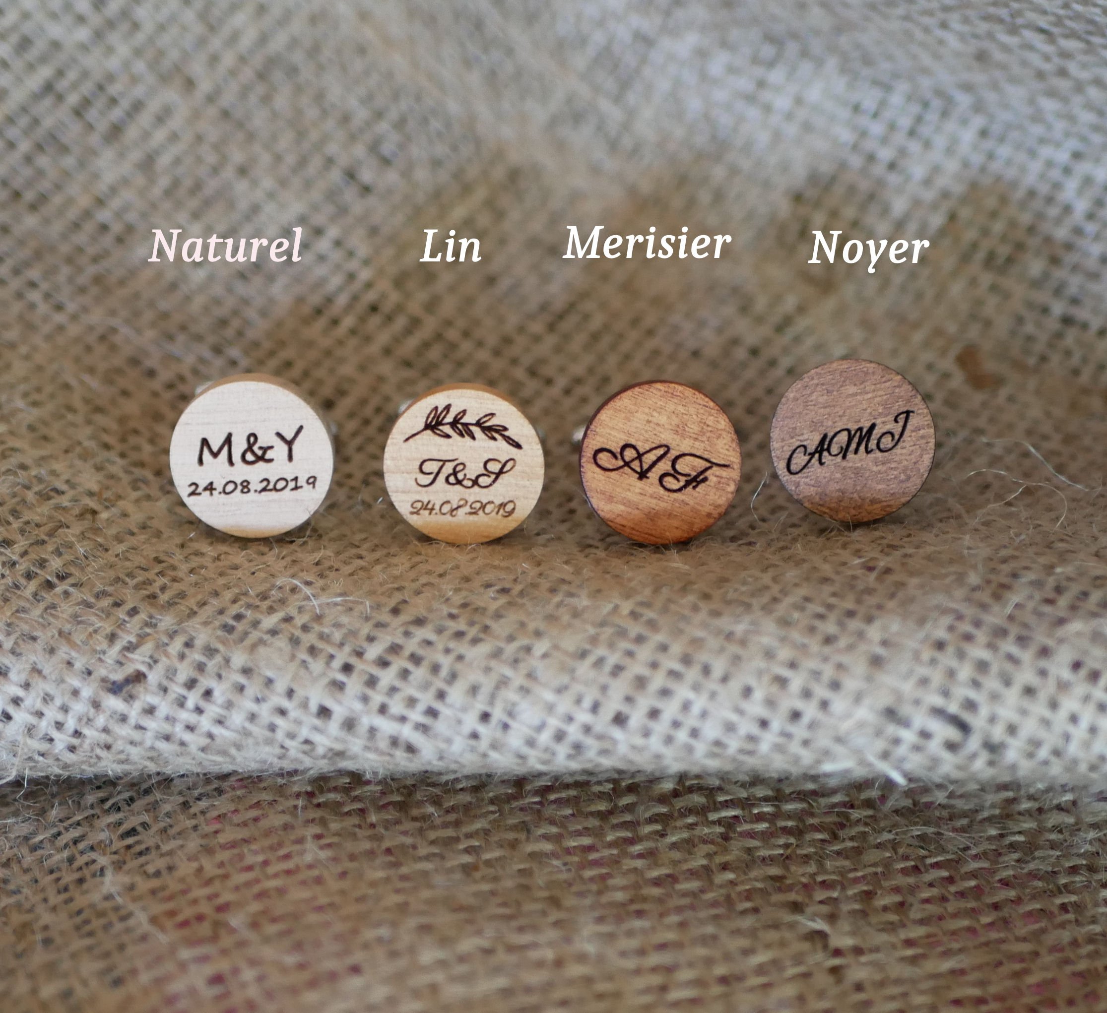 Gemelli in legno in rame antico 16 mm, personalizzabili