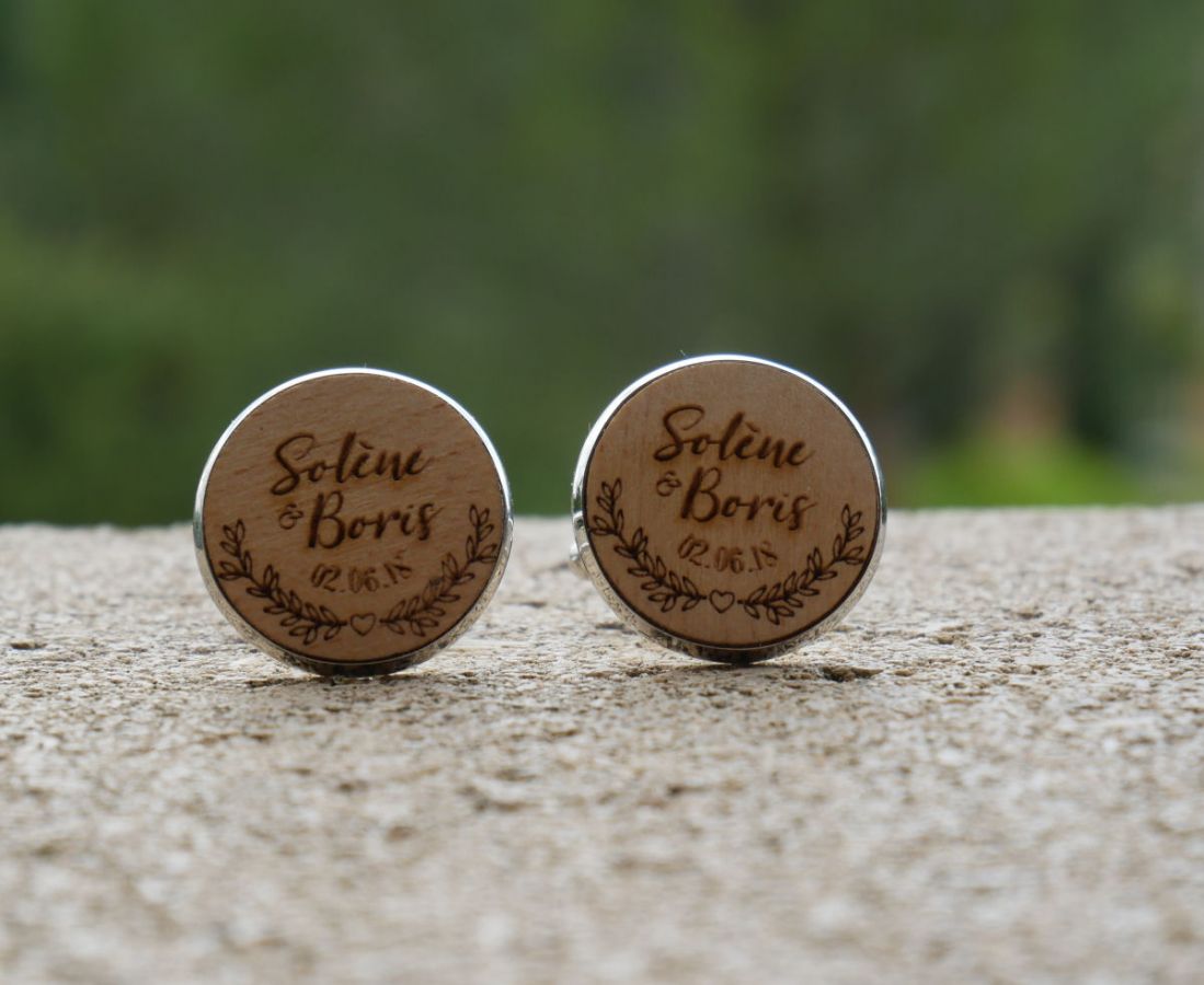 Gemelli da polso cabochon in legno pregiato 20mm personalizzabili