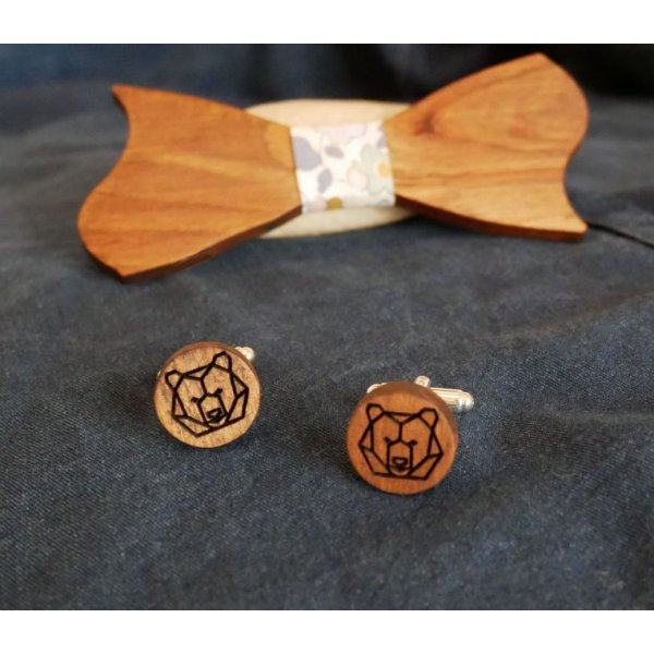 Gemelli in legno di ciliegio con incisione dei vostri disegni