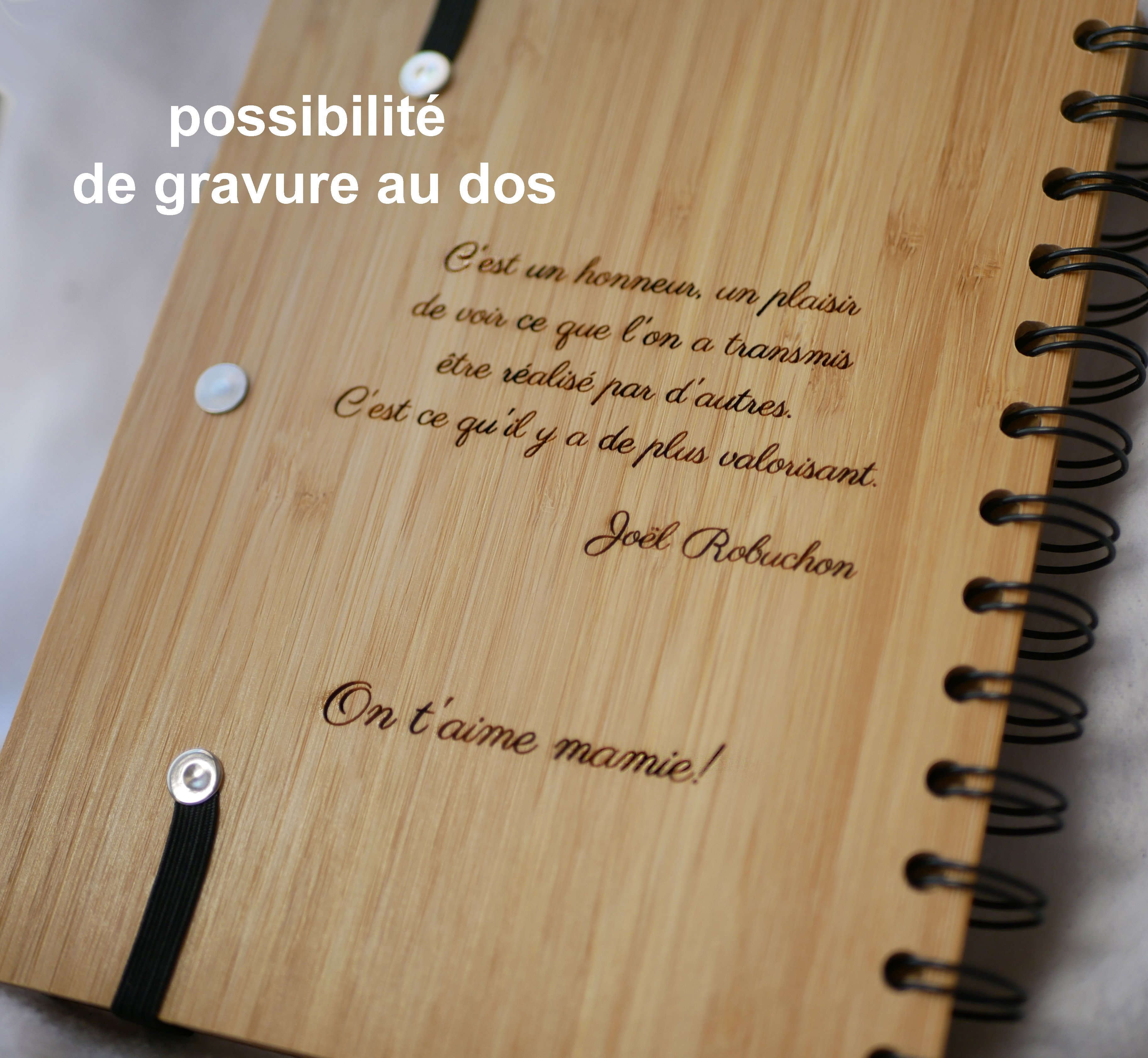 Taccuino in legno Ricette di cucina da personalizzare