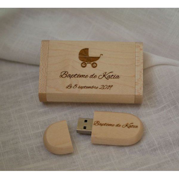 Chiavetta USB 3.0 da 32 GB con custodia personalizzata in legno d'acero chiaro
