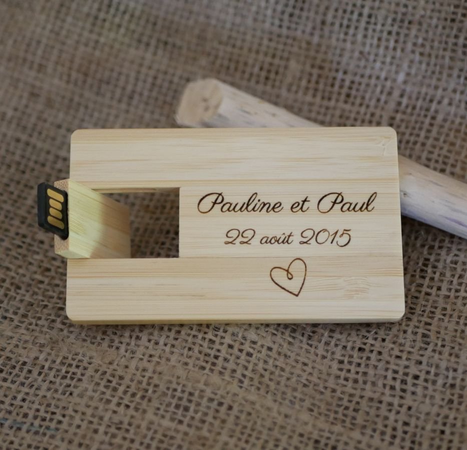 Chiave USB da 32 GB Scheda in legno di bambù da personalizzare con incisioni