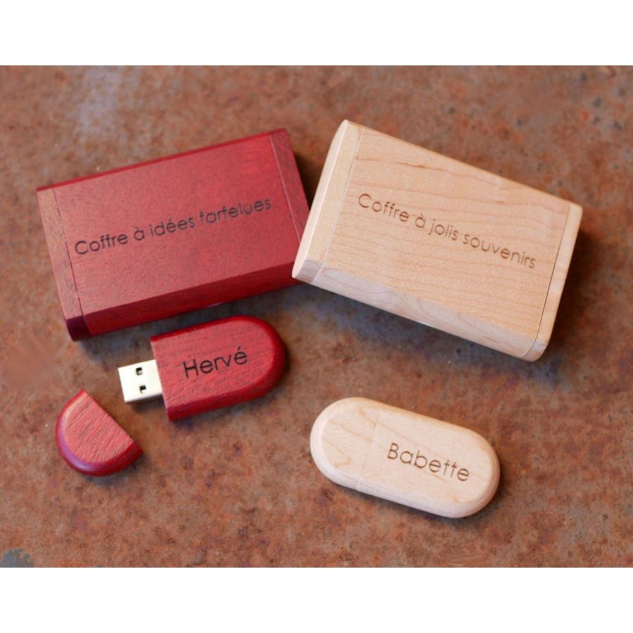 Chiavetta USB 32 GB 3.0 in legno rosso con scatola per incisioni