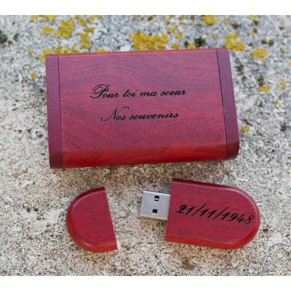 Chiavetta USB 32 GB 3.0 in legno rosso con scatola per incisioni