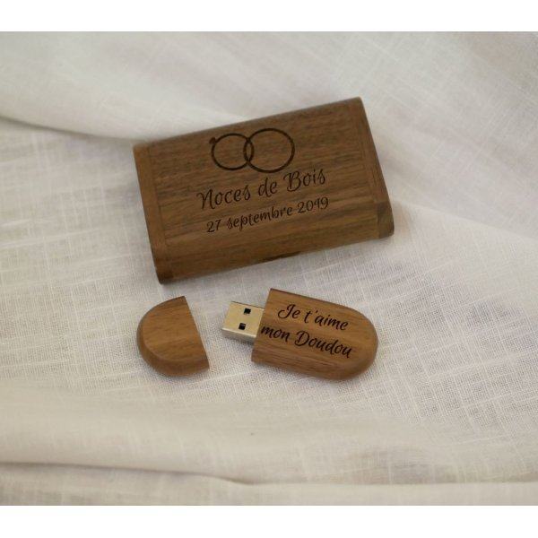 Chiavetta USB da 64 GB in legno di noce e scatola, personalizzabile