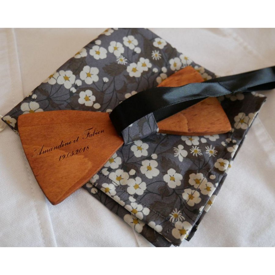 Set di papillon in legno grigio Liberty Clutch L8 Regalo per uomo