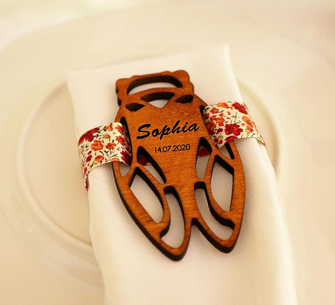 5 segnaposto in legno Cicada da personalizzare con il vostro nome