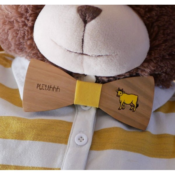 Papillon in legno, design personalizzabile, inciso e dipinto, realizzato in Francia