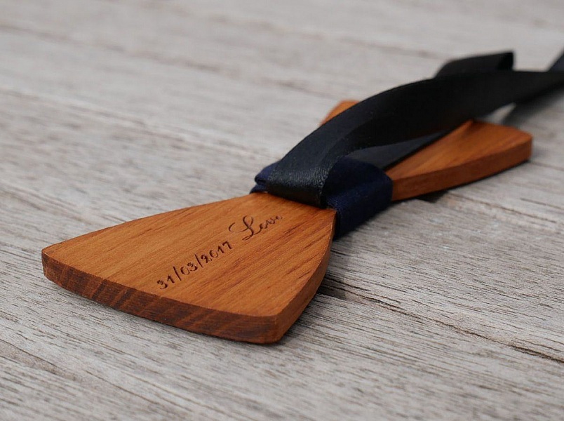 Papillon in legno Nastro in pelle metallizzata di faggio da personalizzare con incisione