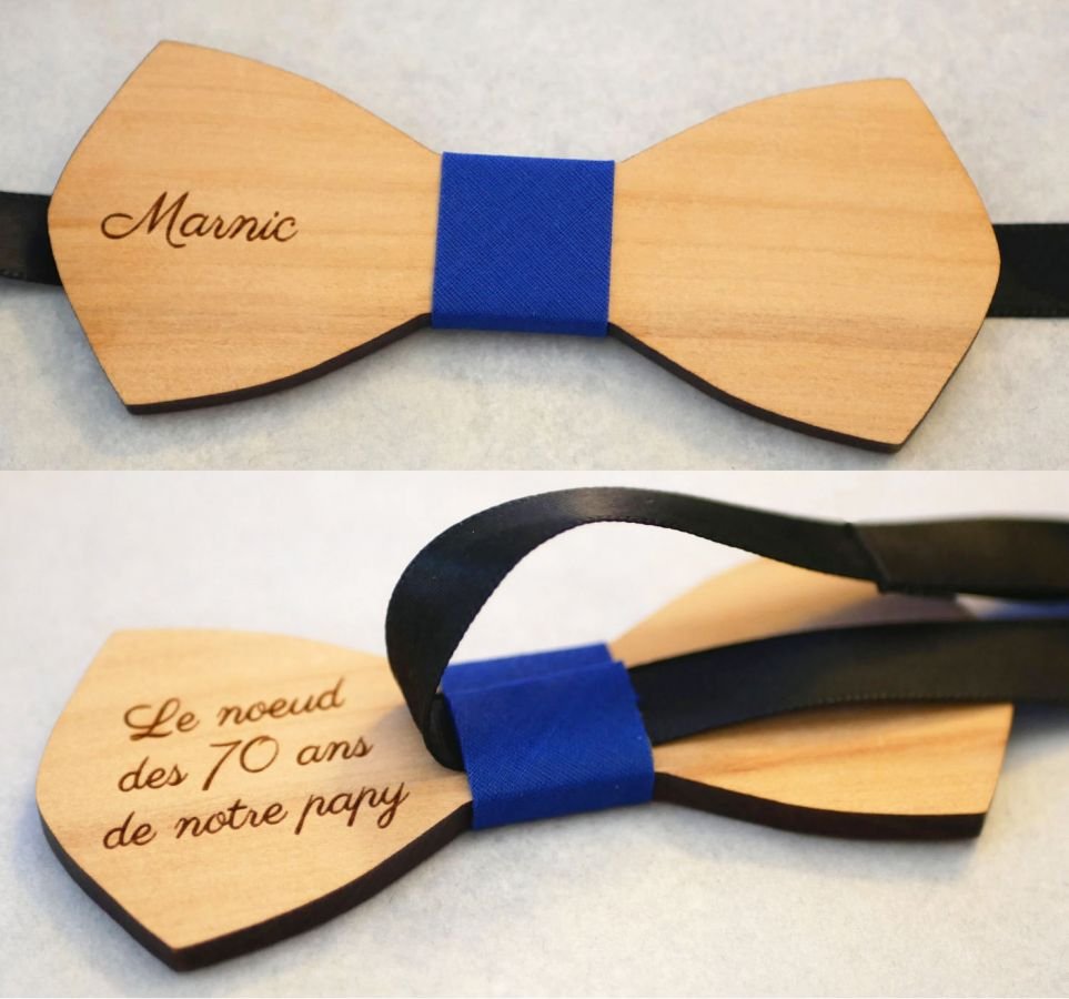 Papillon in legno naturale da personalizzare con l'incisione "le rablé".  