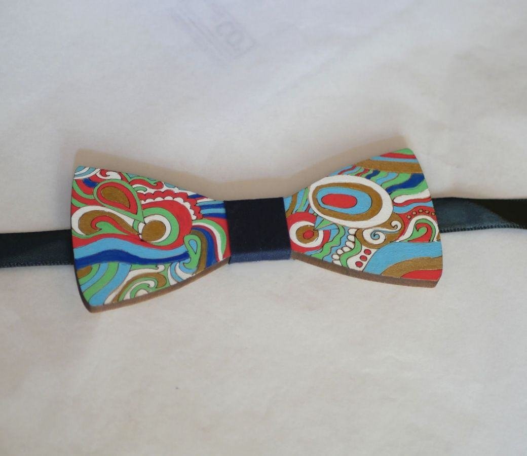 Papillon in legno dipinto Hippie chic creazione unica fatta a mano