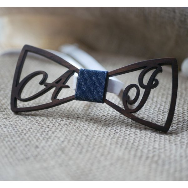 Papillon in legno personalizzato con 2 iniziali