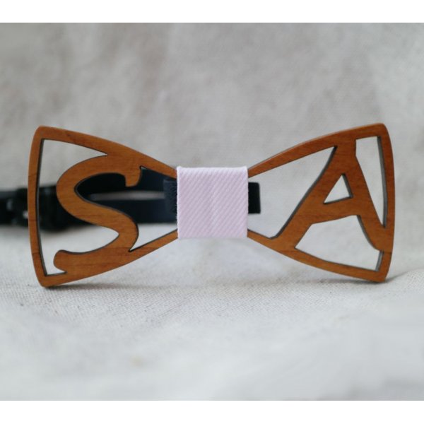 Papillon in legno personalizzato con 2 iniziali