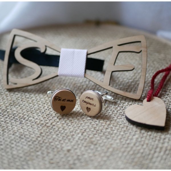 Papillon in legno personalizzato con 2 iniziali