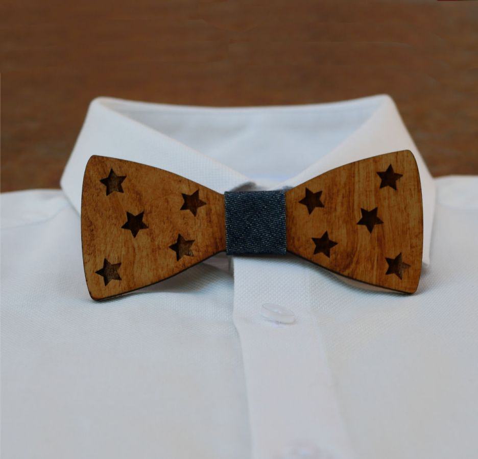 Papillon in legno con stelle da personalizzare realizzato in Francia