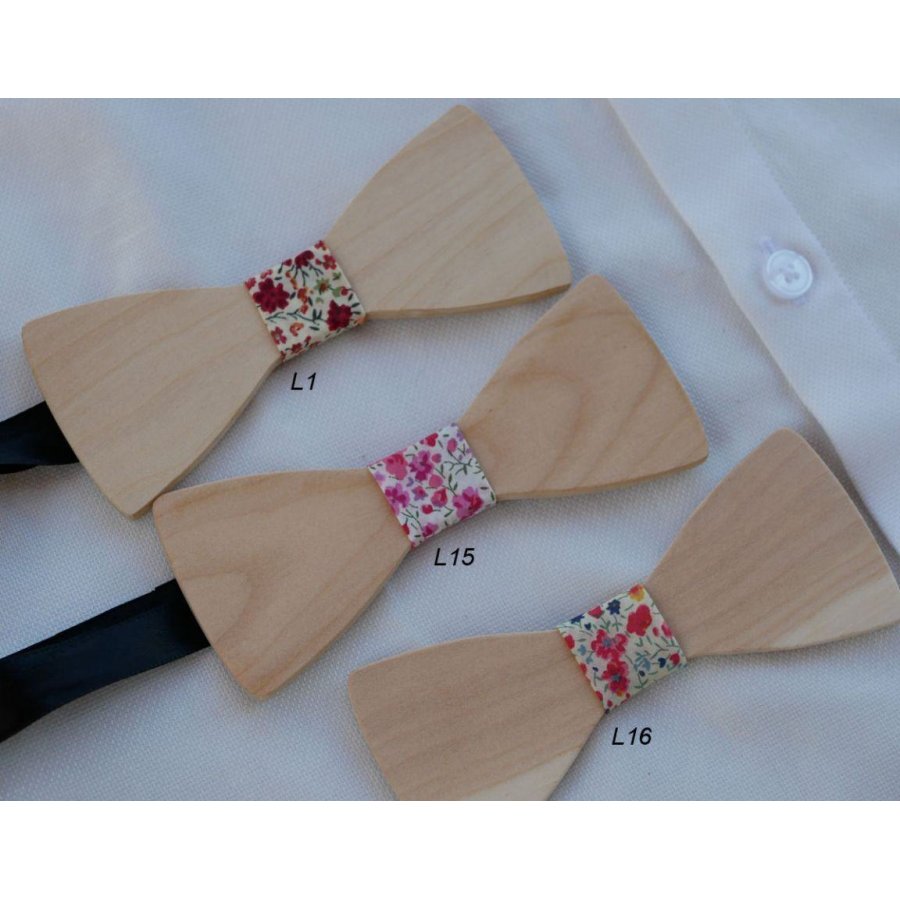 Papillon con bordi dritti in legno naturale francese da personalizzare con incisione made in France