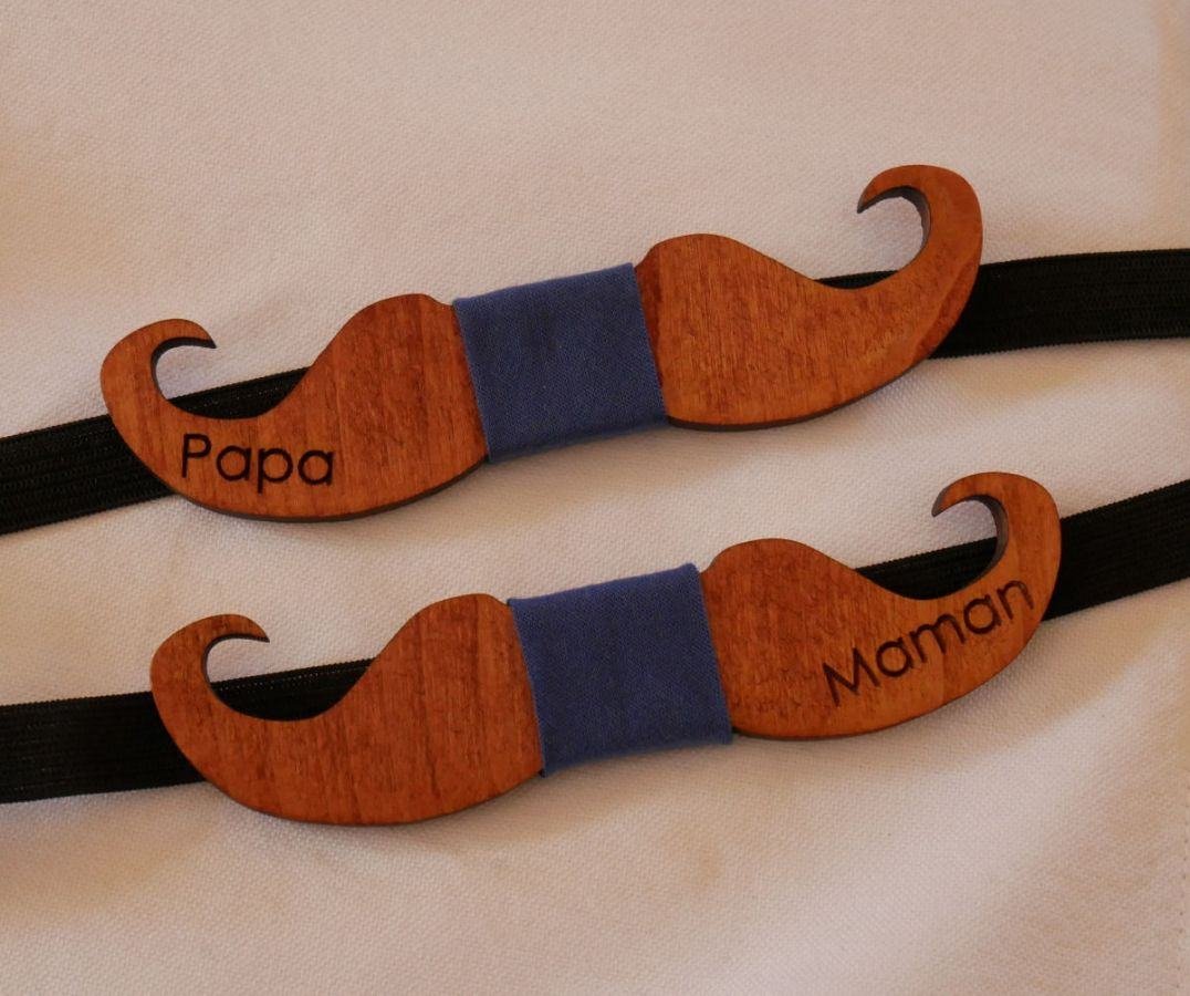 Papillon in legno per bambini Baffi da personalizzare