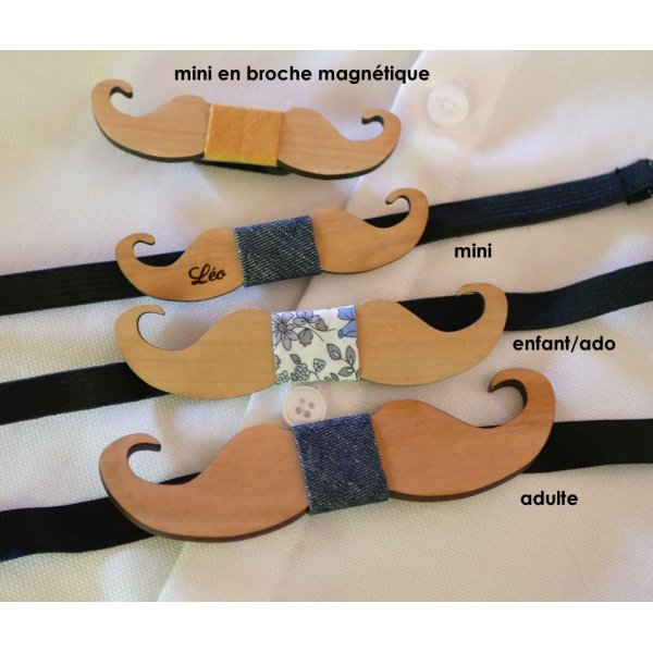 Papillon in legno Mini Moustaches da personalizzare made in France