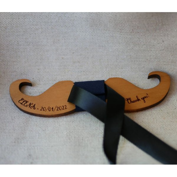 Papillon Moustache in legno di ciliegio da personalizzare made in France