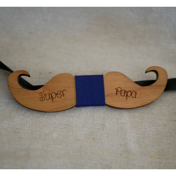 Papillon Moustache in legno colorato da personalizzare made in France
