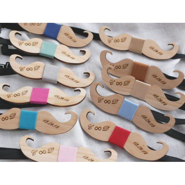 Papillon Moustache in legno di ciliegio da personalizzare made in France