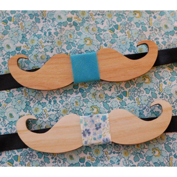 Papillon Moustache in legno di ciliegio da personalizzare made in France