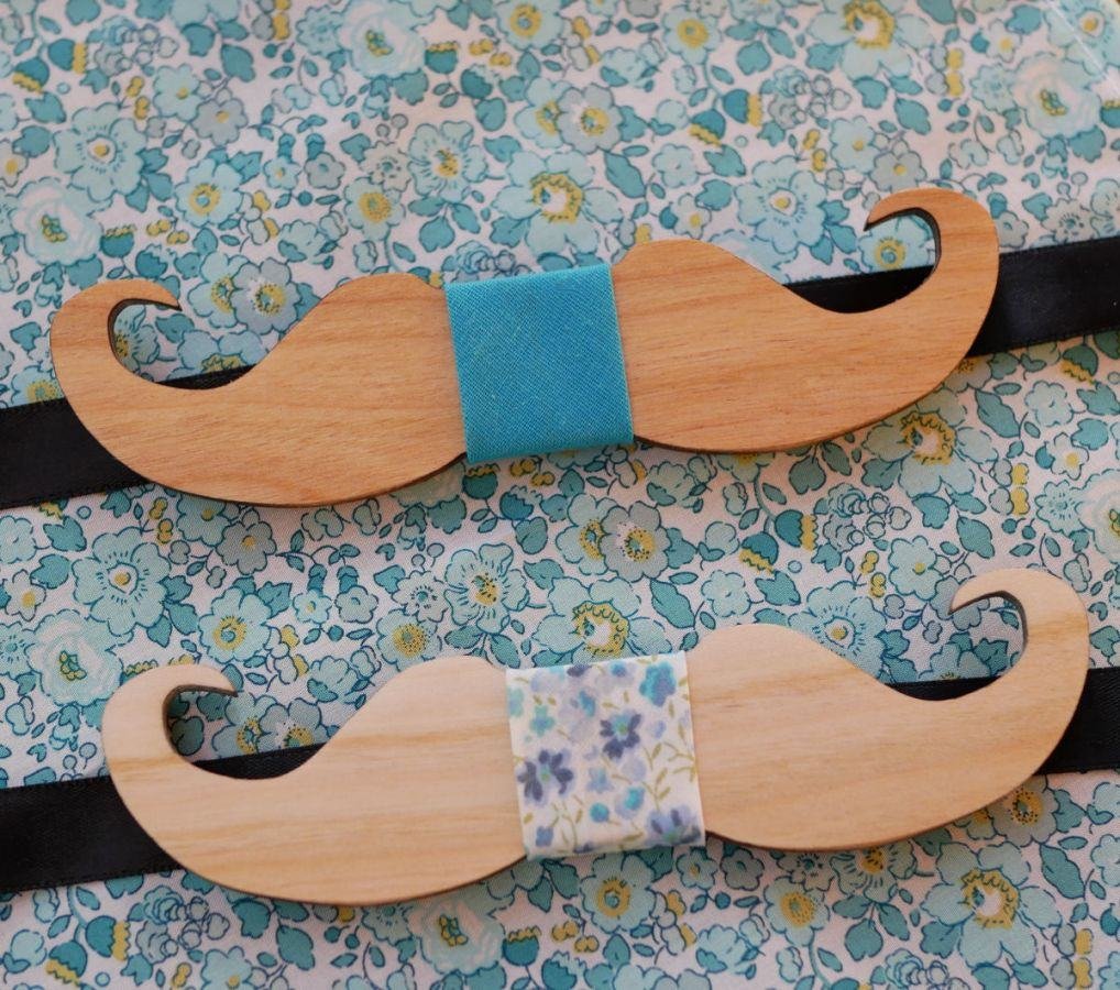 Papillon Moustache in legno di ciliegio da personalizzare made in France