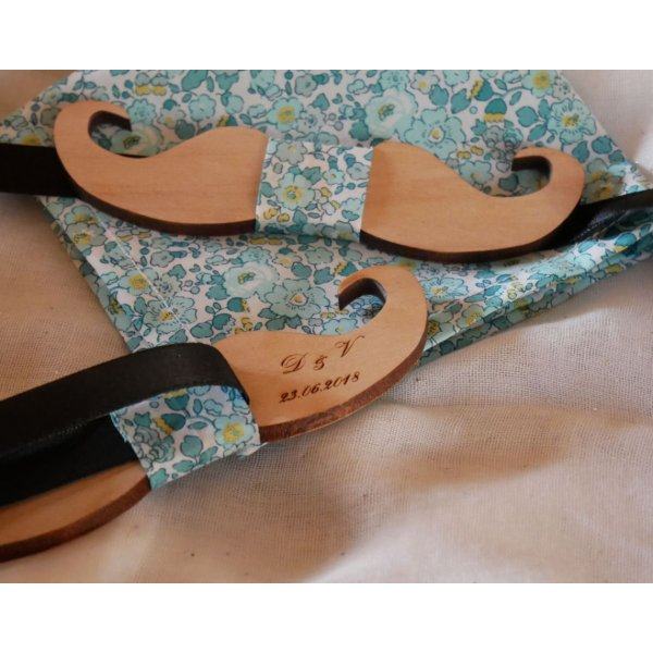 Papillon Moustache in legno di ciliegio da personalizzare made in France