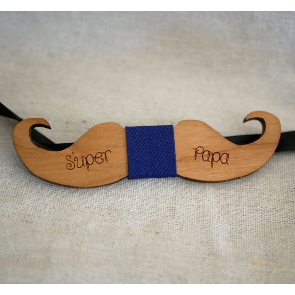 Papillon Moustache in legno di ciliegio da personalizzare made in France