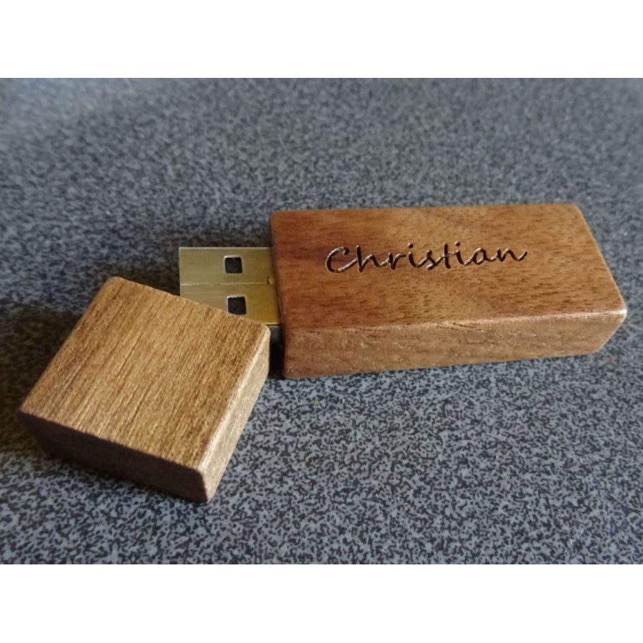 Piccola chiave USB in legno di noce inciso da personalizzare