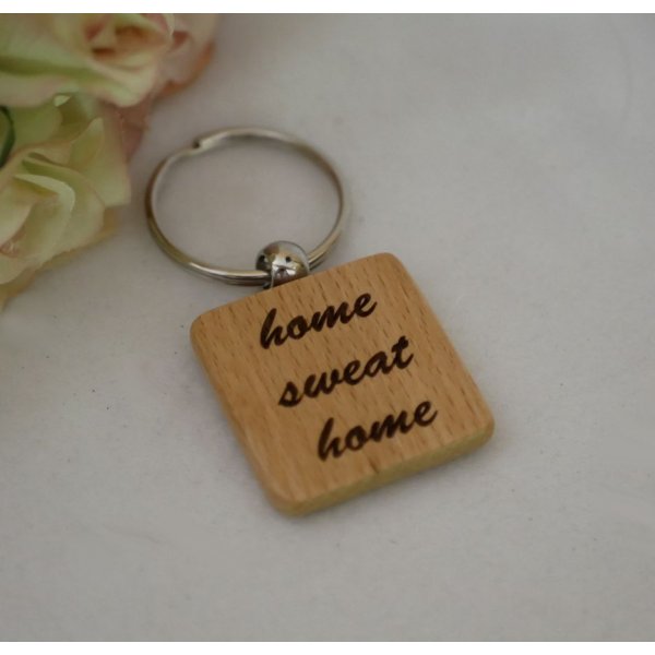 Portachiavi quadrato in legno St Christophe da personalizzare con un'incisione