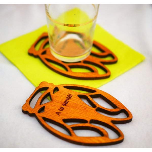 4 sottobicchieri di legno Cicale di legno da personalizzare