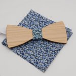 Pochette Liberty Pepper blu e papillon in legno