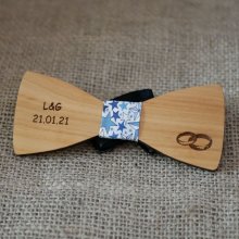 Papillon in legno per matrimonio con incisione delle fedi nuziali made in France